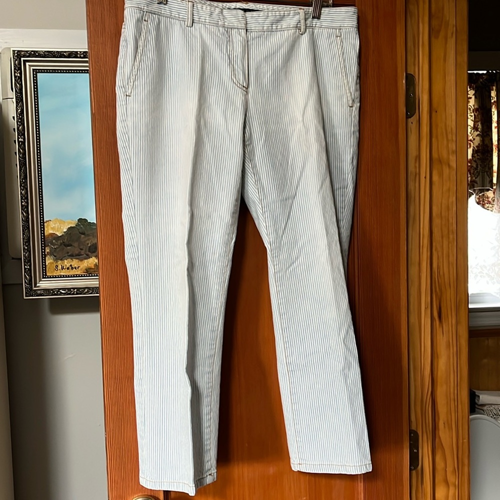 Theory Jean size 12 White and Blue Pinstripe
Ankle Pant